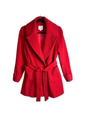 A Loves A Women's Red Wool Belted Coat Size Small